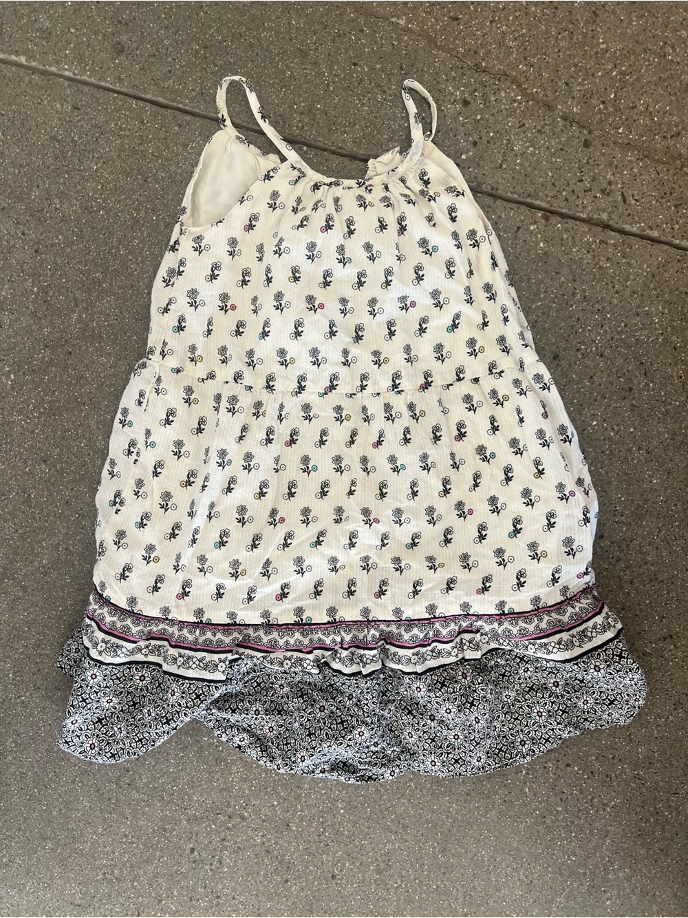 Gap 4T/Girls' White Floral Print Sundress with Border Ruffle